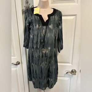 NWT Pineapples Stylish Women’s Blue & Gray Watercolor Dress Flowy Beach Coastal